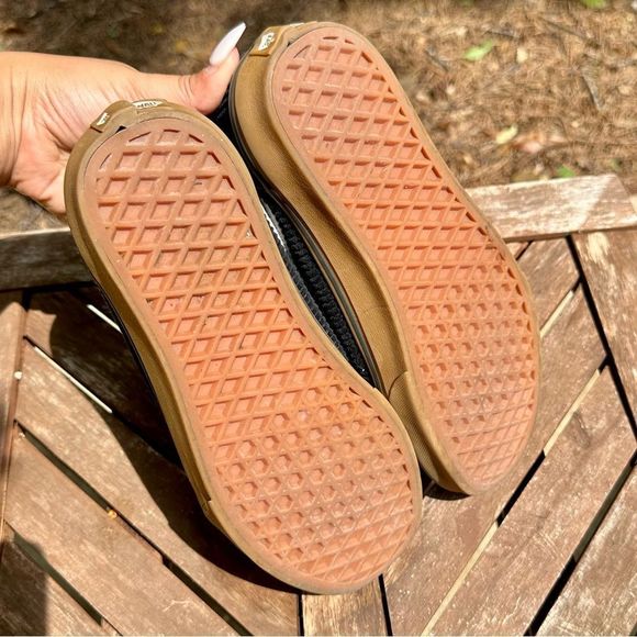 Boys Vans Fleece Corduroy Ward Skate Shoes - Black Tan Youth - Picture 7 of 7